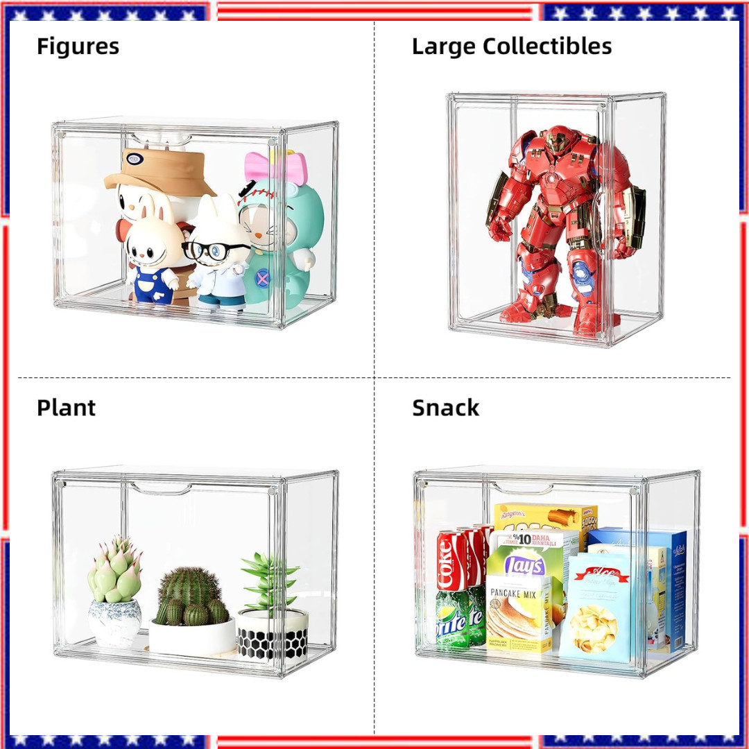 Clear Acrylic Display Case, Large Stackable Storage 1 Pack, X Large-Clear