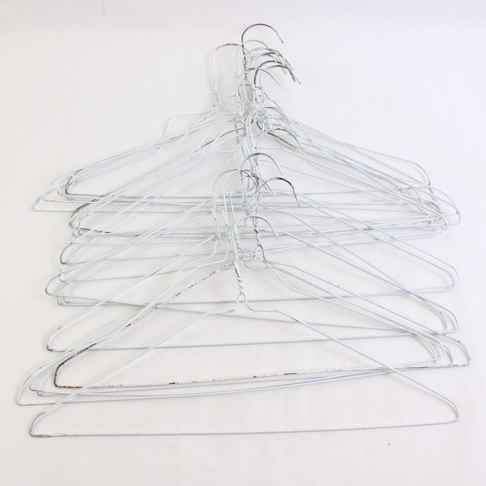 Lot of 20 White Wire Hangers for Clothing Shirts Standard Adult Size