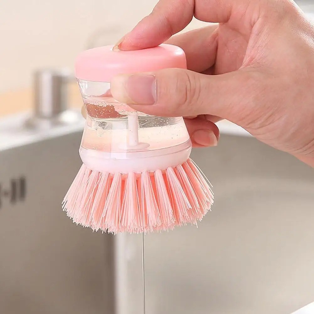 1Pc Soap Liquid Dispensing Pot Brushes Kitchen Dish Pan Sink Clean Washing
