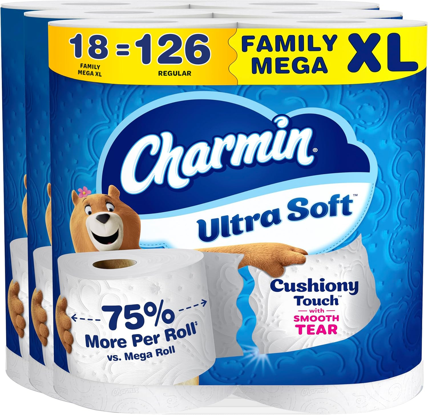 Charmin Ultra Soft Toilet Paper 18 Family Mega XL Rolls = 126 Regular New