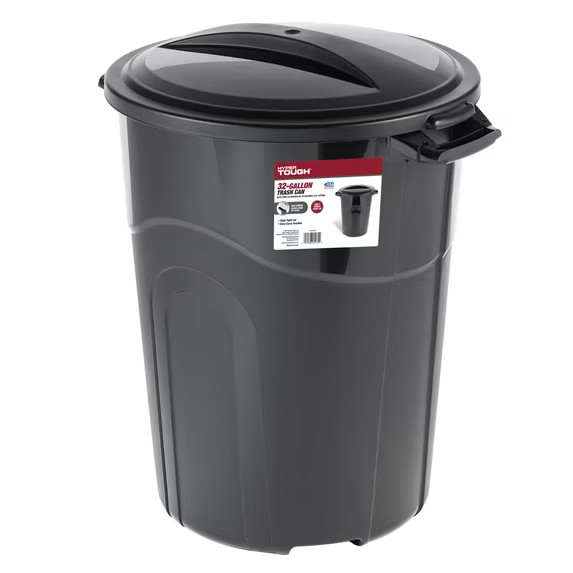 Hyper Tough 32 Gallon Heavy Duty Injection Molded Trash Can with Click Lock Lid