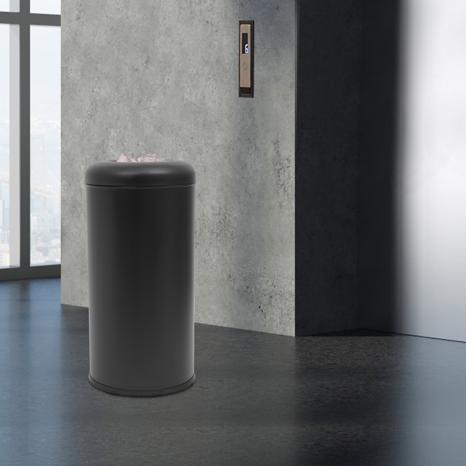 Cylindrical,Open-Top Rubbish Bin,Industrial Waste Container,Commercial Trash Can