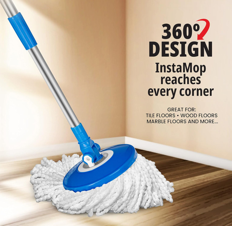 InstaMop Spin Mop, Mop and Bucket with Wringer Set – Free Shipping