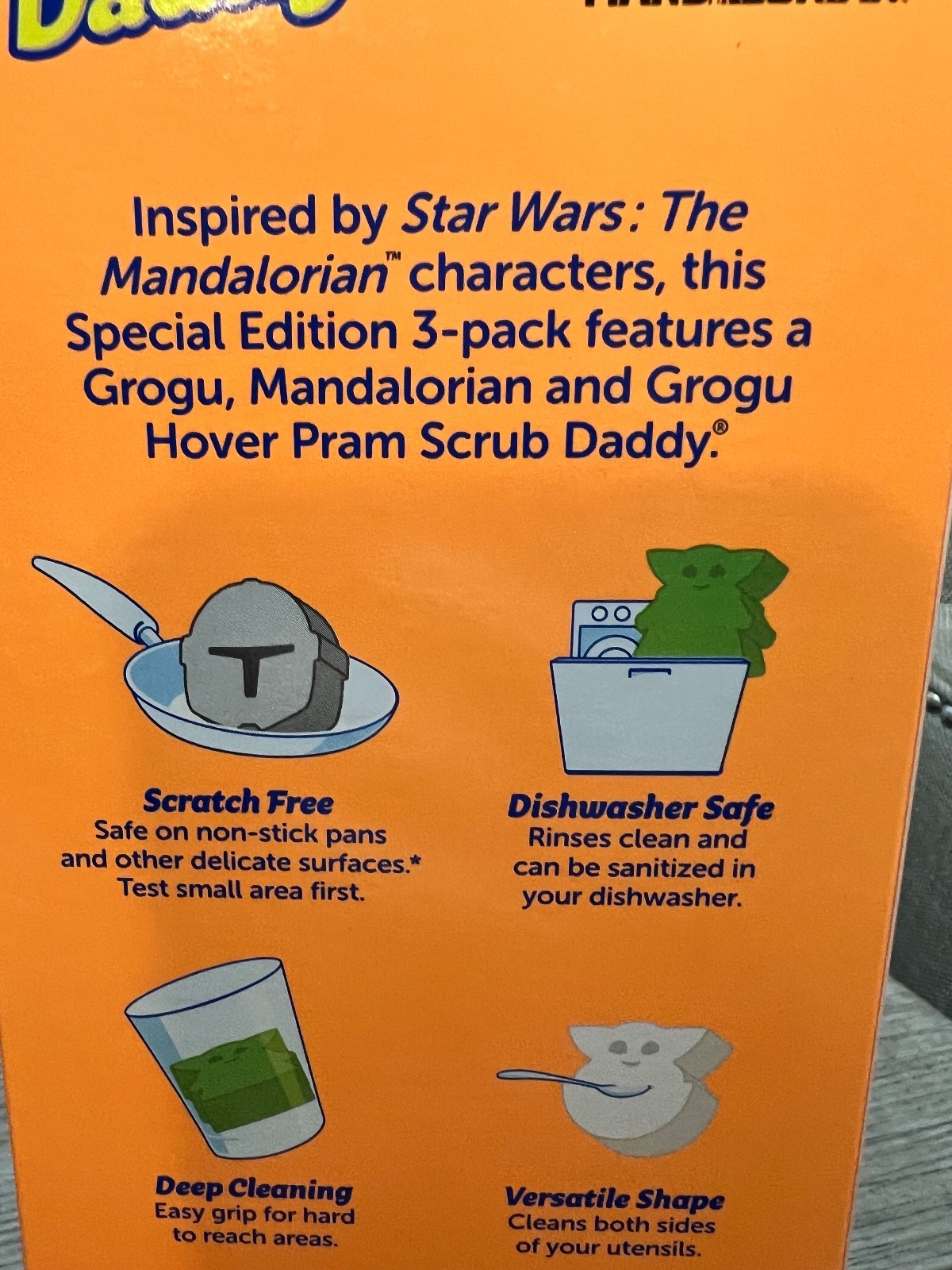 Star Wars Mandalorian Special Edition Scrub Daddy 1 Pack with 3 Designs NIB