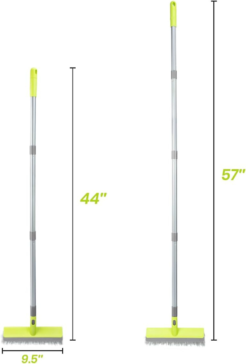 Floor Scrub Brush with 57″ Long Handle, 2 in 1 Scrape and Deck Brush Floor Scrub