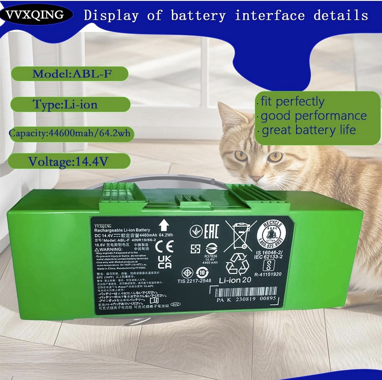 64.2Wh Genuine Battery ABL-F for iRobot Roomba i4 i5 i6 i7 i8 e5 e6 j5 j6 j7 j7+