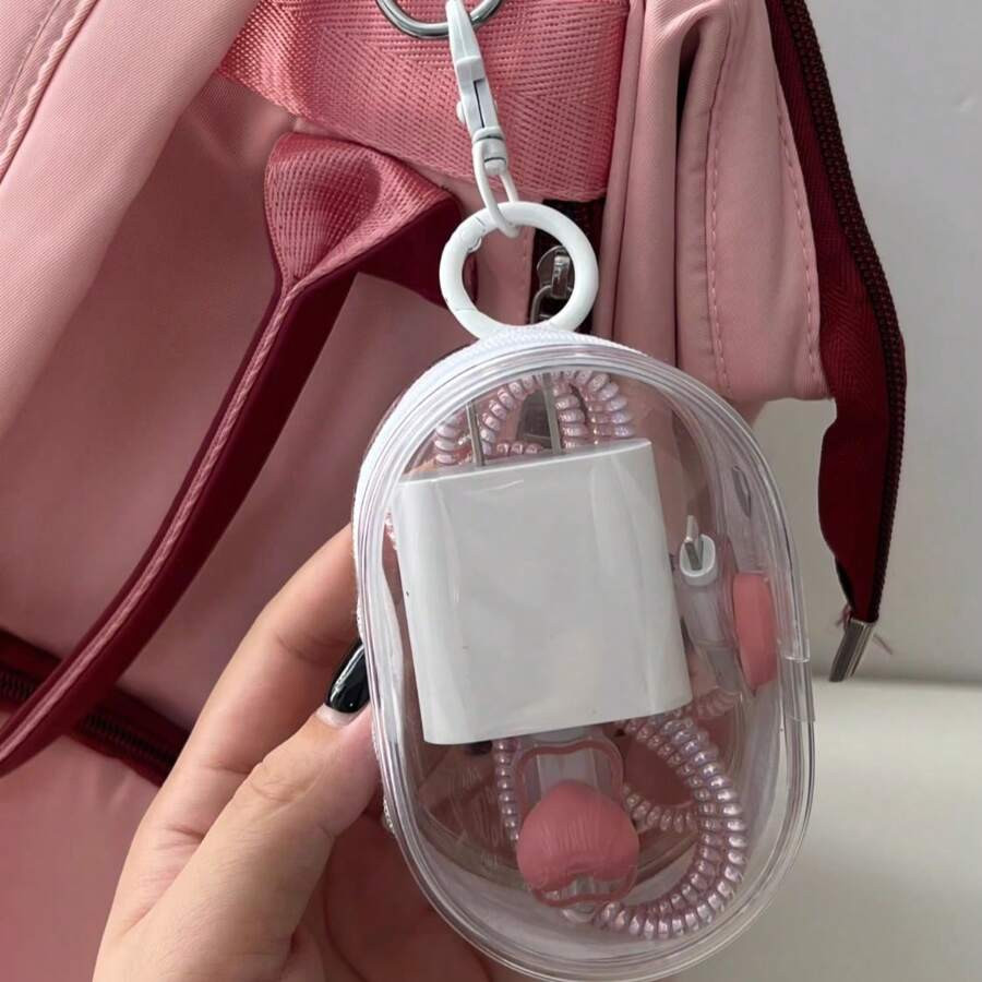 Travel Mini Pouch with Zipper & Keychain MultiUse Data Cable Makeup Storage Bag