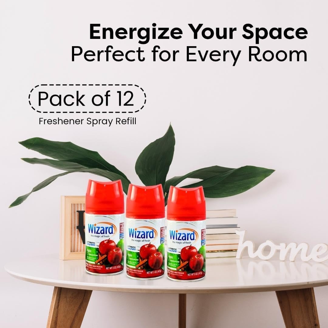 12 WIZARD Automatic Spray Refills 5oz Air Freshener Refill Cans