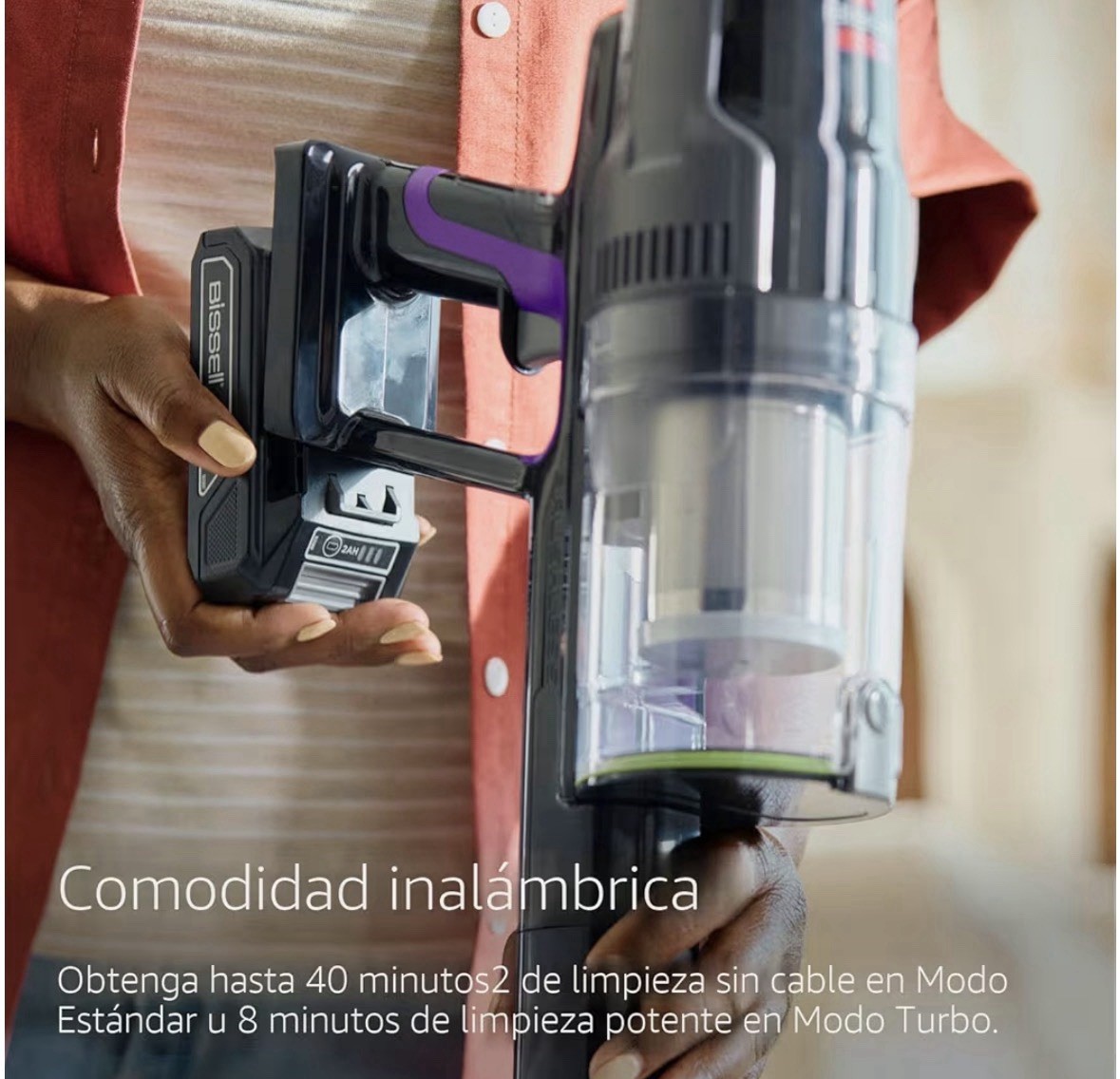 BISSELL Cordless Bagless Stick Vacuum Tangle-Free 40 Min Purple