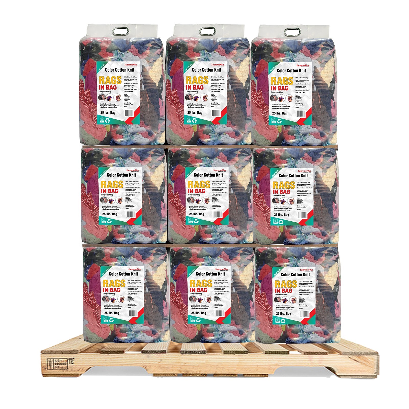 Colored T-Shirt Rags – 600 LB Pallet | Bulk Industrial Cleaning Wipers in Bags