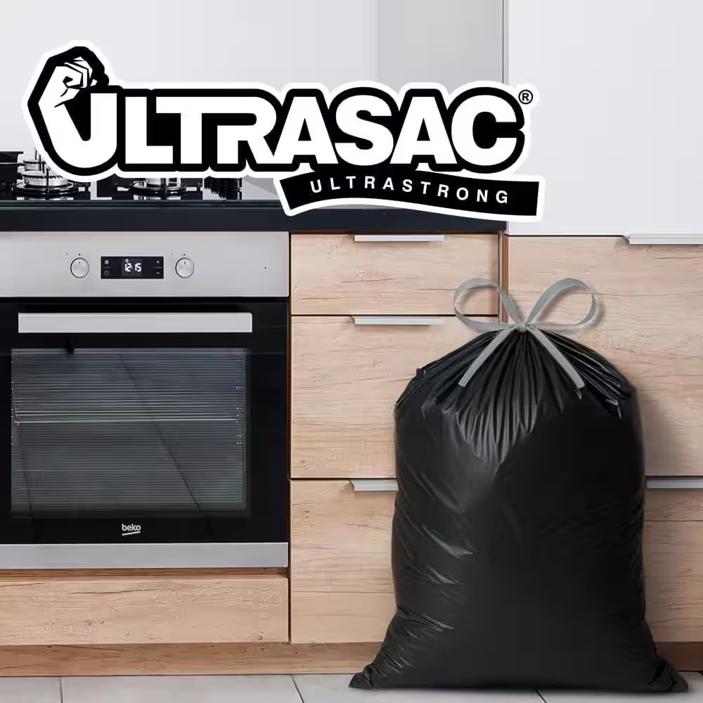 18 Gallon 1.1 MIL Black Drawstring Trash Bags – 25″ X 33″ – Pack of 100 – for Ho