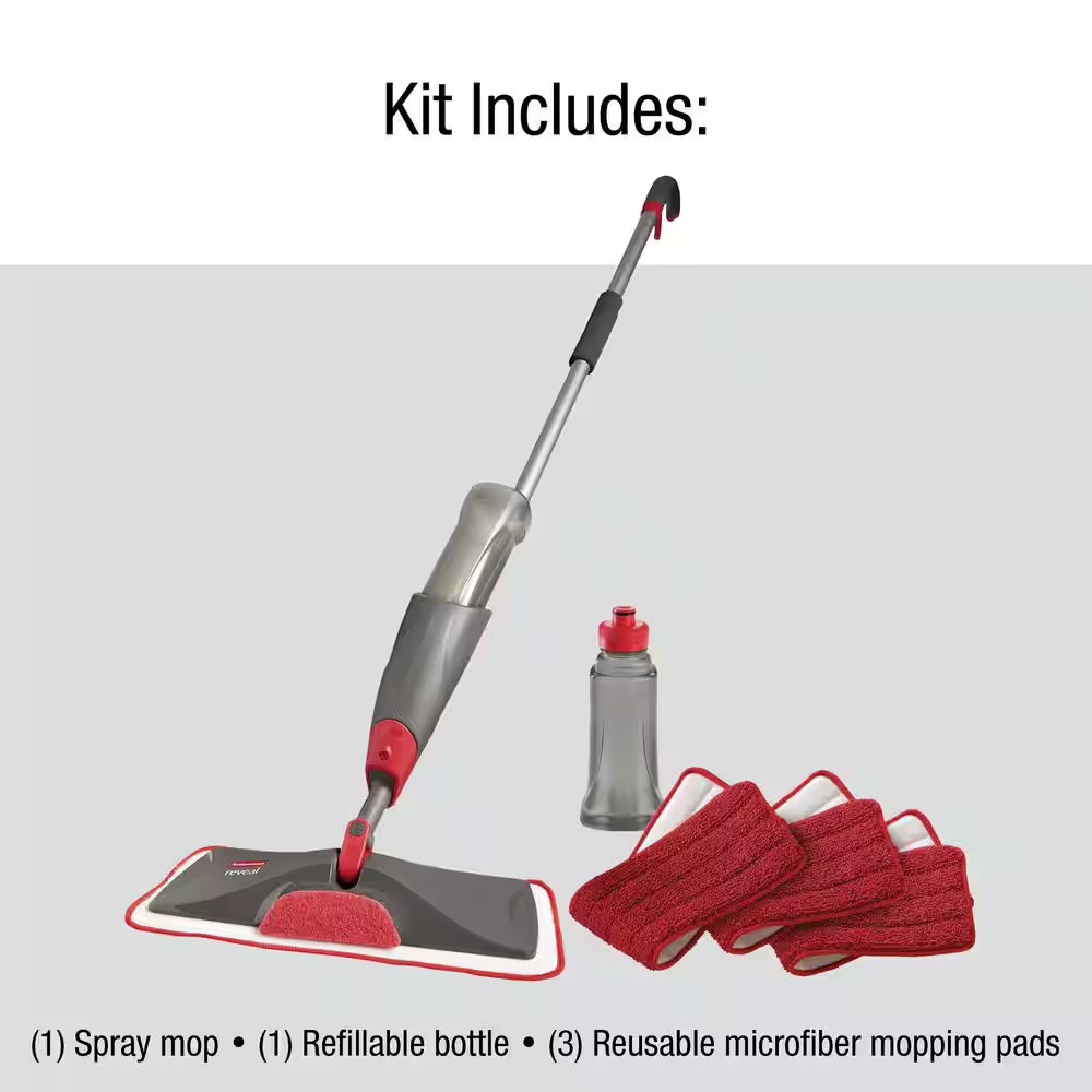 Reveal Floor Spray Mop 14 In. Flat Mop with Microfiber Mop Head