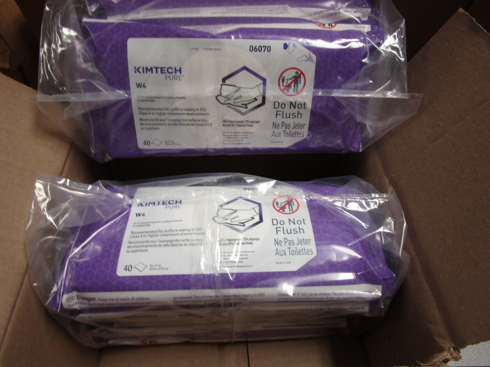 KIMTECH PURE W4 WIPES #06070 PreSat Alcohol Wipers – QTY. 400 (40 PER PKG. X 10)