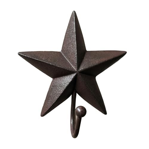 Rustic Star Wall Hooks – Vintage Decorative Western Home Wall Mount Coat 1 Pack
