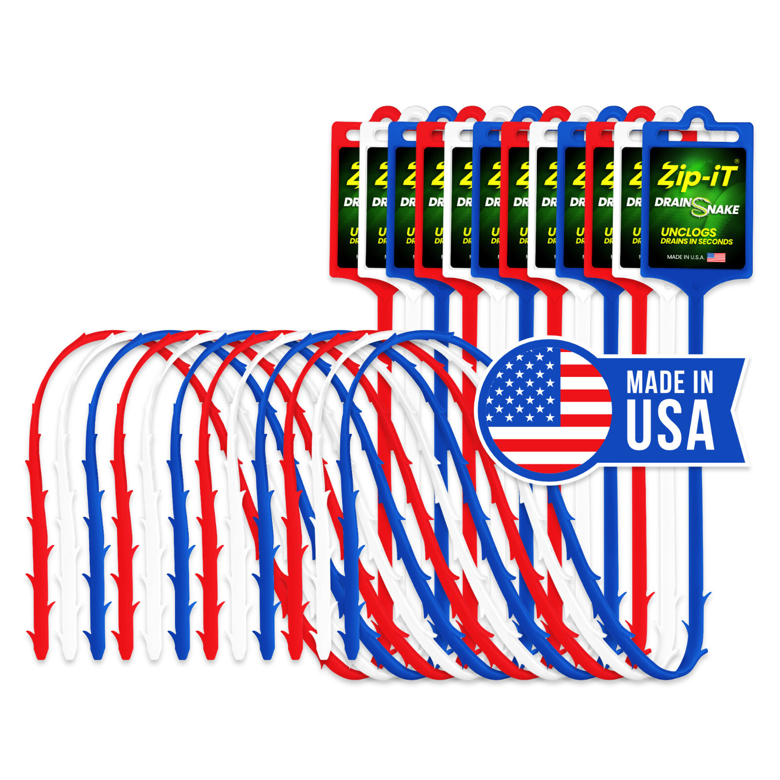 ZIP-IT (12 PACK) Clog Removal Drain Snake Cleaner Unclog Your Sink, 25 inch Lg