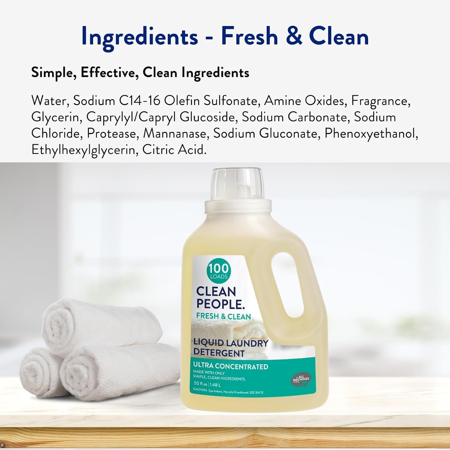 The Clean People Liquid Laundry Detergent – Ultra Concentrated, 100 Loads