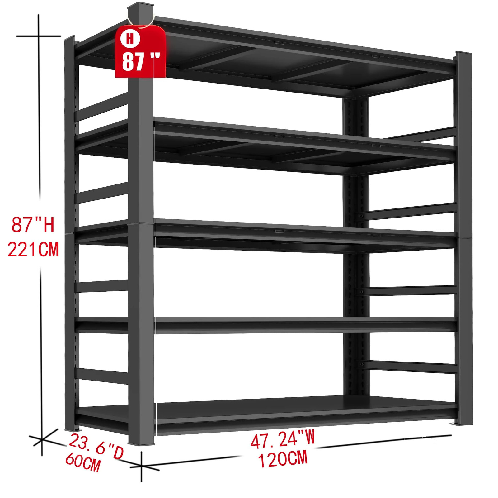 87″ H Garage Shelving Unit and Storage, 5-Tier Heavy-Duty Adjustable Shelf Easy