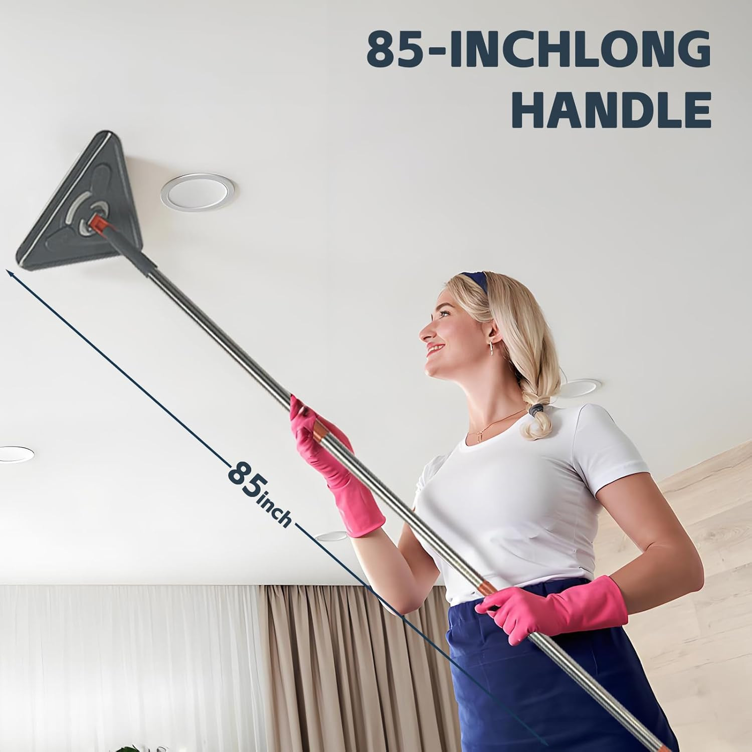 Long Handle Wall Mop & Baseboard Cleaner – Multi-Surface Dusting Tool for Walls,