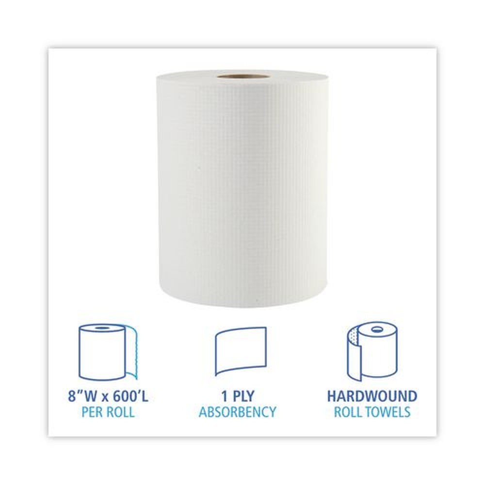 Boardwalk 6261B 2″ Core 1-Ply 8″ x 600′ Hardwound Paper Towels – WT (12/CT) New