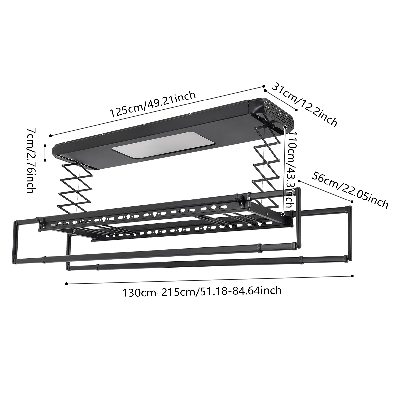 Airing Rack with Remote Control, 110V Electrical Airing Rack with Light