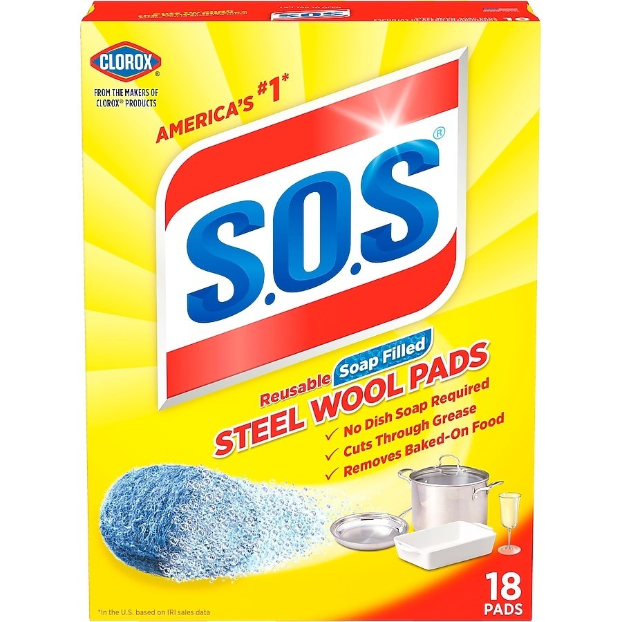 SOS Steel wool Scouring soap pad 18 -Pack