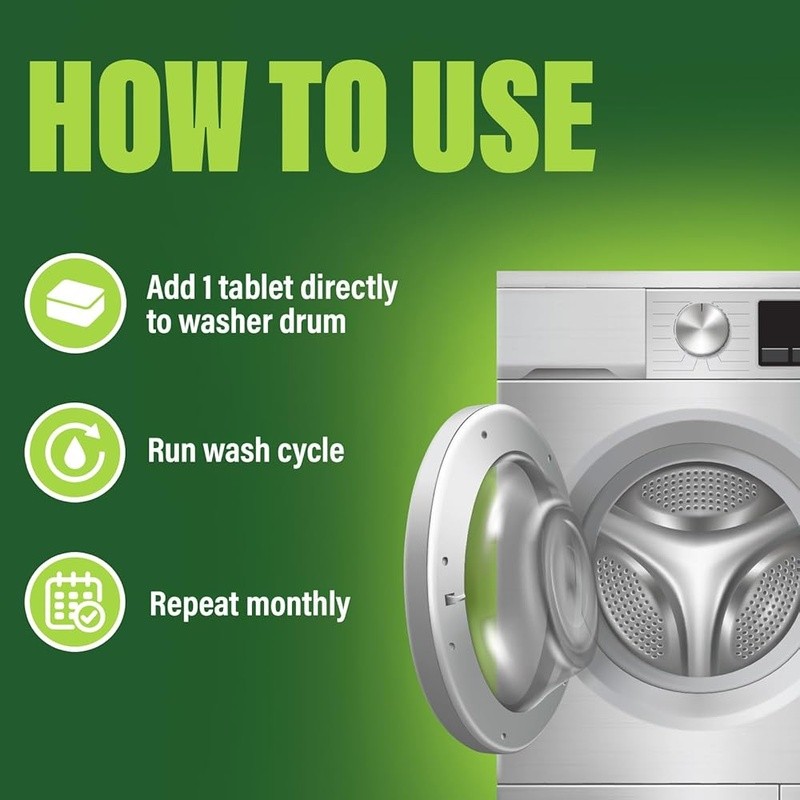 Deep Clean Washing Machine Tablet Clog Odor Defense Safe Pipes 30 Day Freshness