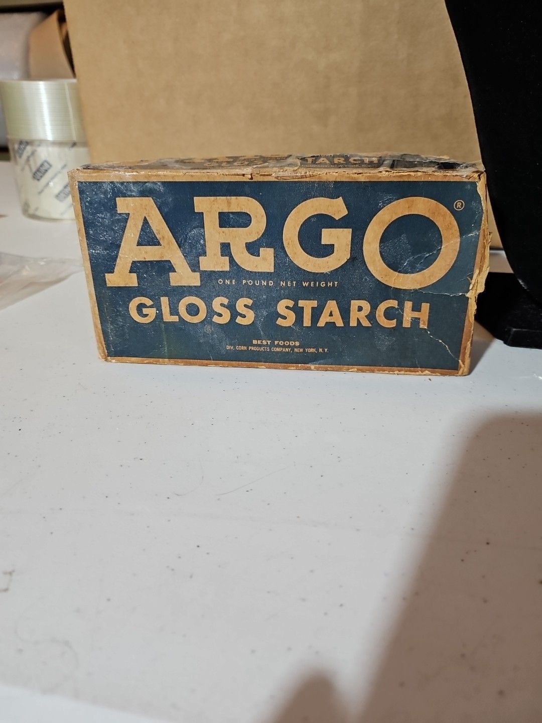 Vintage Argo Powdered Gloss Laundry Starch 16 oz (1 LB.) Blue Box