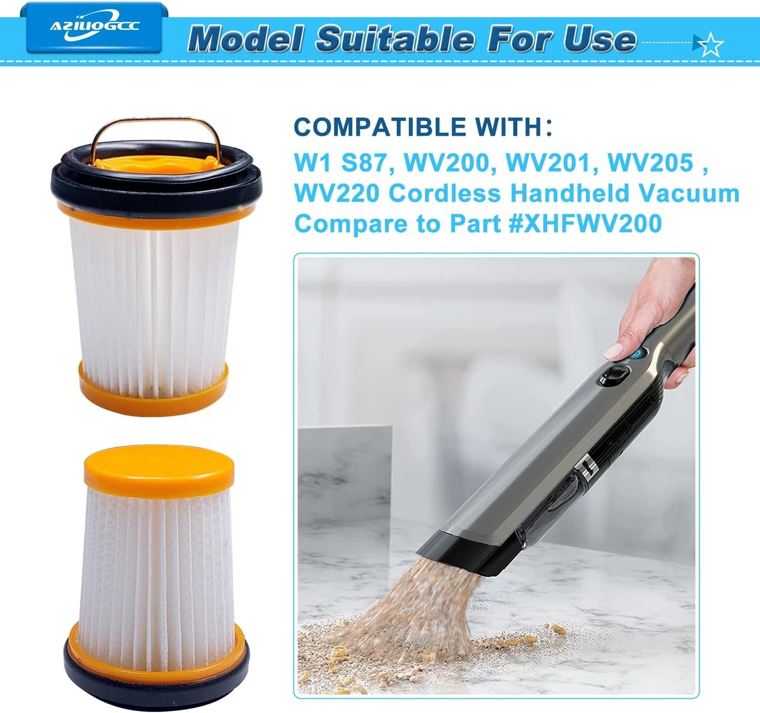 5 Pack Wandvac Replacement Filters for Shark WV201 WV200 WV205 WV220