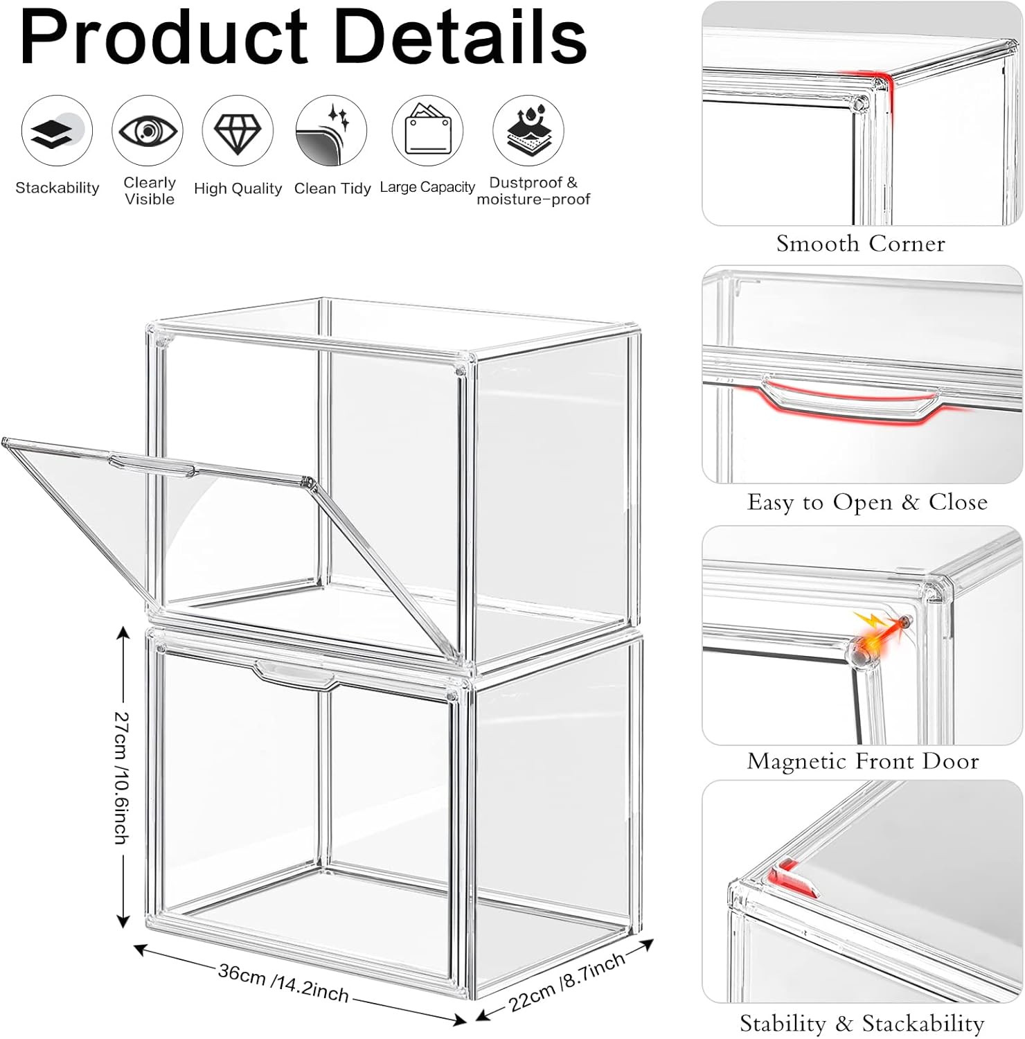 4 Packs Clear Plastic Handbag Storage Organizer for Closet, Acrylic Display Case