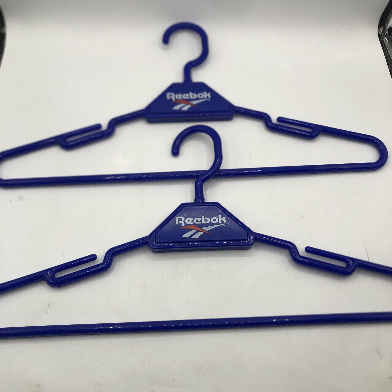 Lot of 2 Blue Plastic REEBOK Branded Clothes Hangers 16.5 Wide – Retail Store