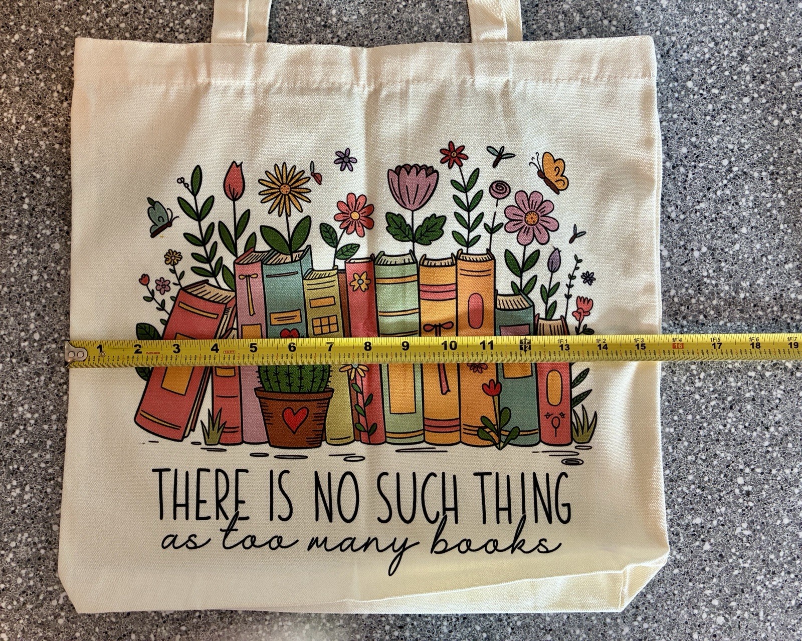 NWOT “There Is No Such Thing As Too Many Books” Book Tote Bag & Zippered Pouch