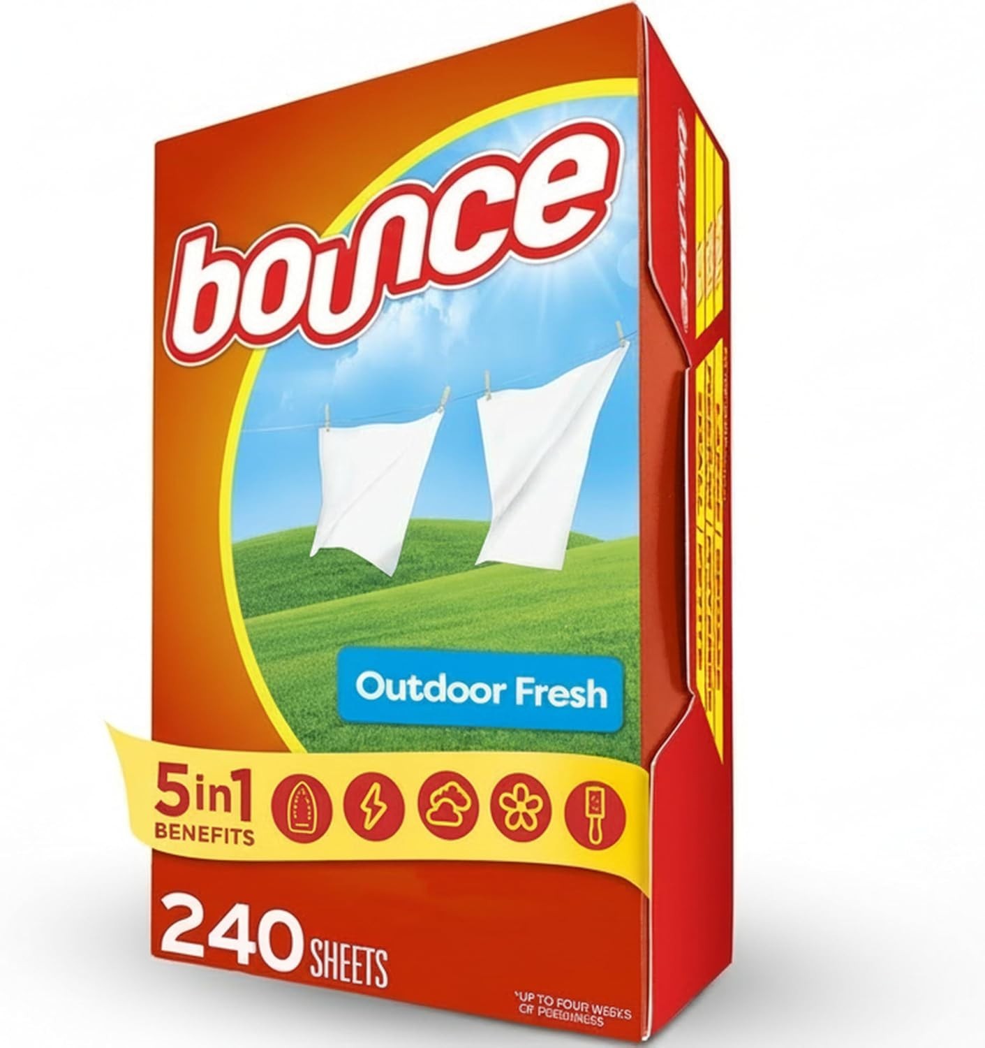 Bounce Dryer Sheets Laundry Fabric Softener Sheets , Outdoor Fresh, 240 Count