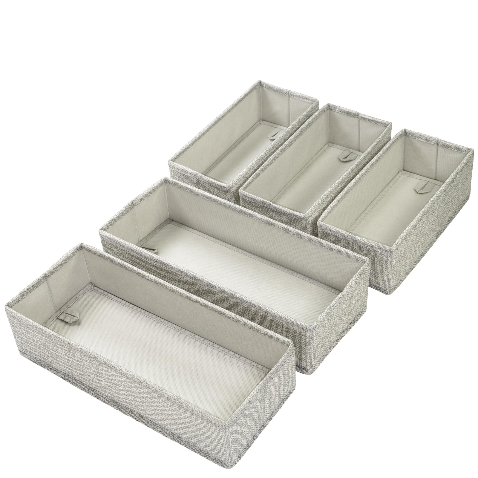 Dolsolux Drawer Organizer, 5-Piece Rigid Fabric Bins for Kitchen Gray
