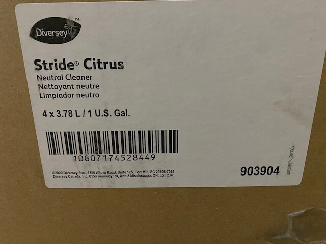 (4 GALLONS) Diversey Stride Neutral Cleaner, Citrus
