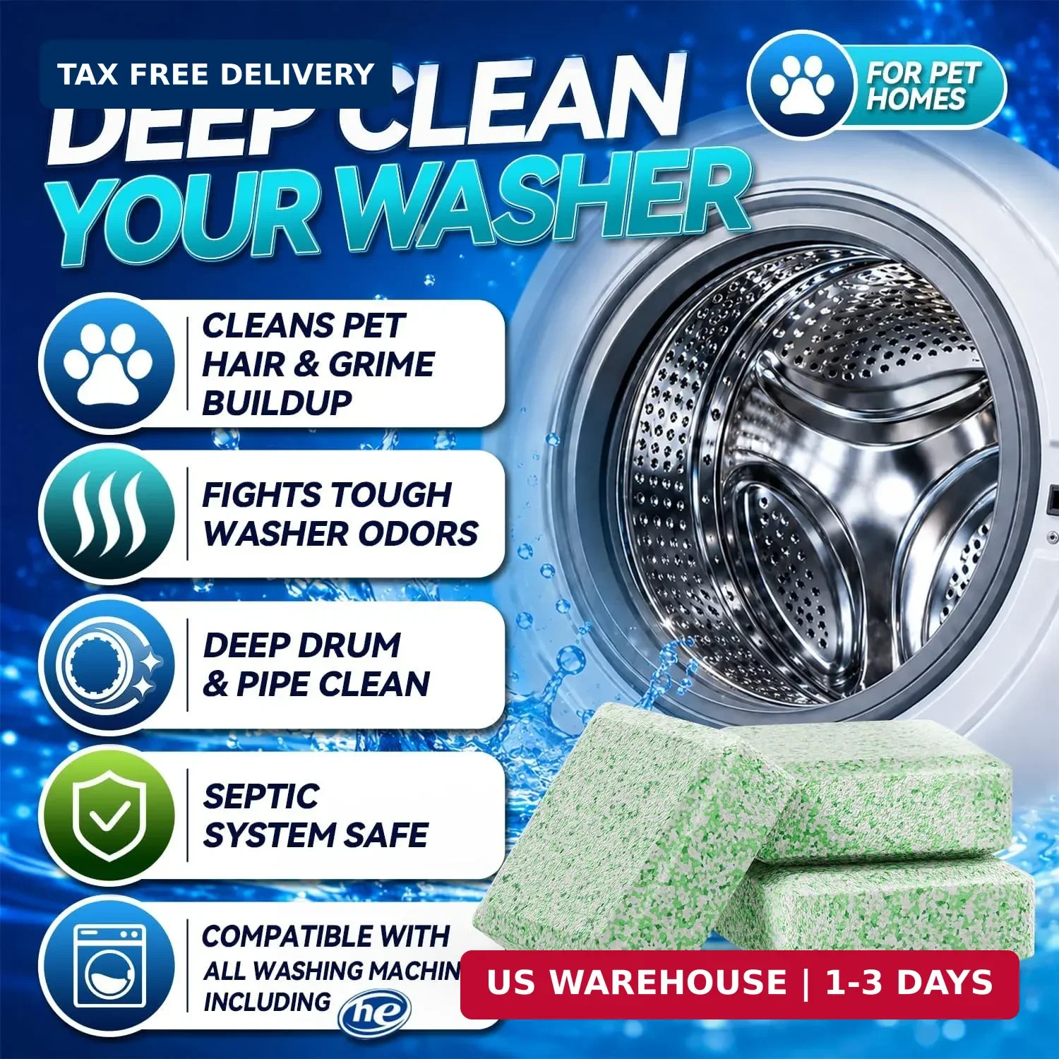 Washing Machine Cleaner Pet-Hair-Remover for Laundry | Especially suited for Pet