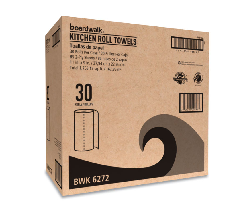 Boardwalk Kitchen Paper Towels 30 Rolls 2-Ply 85 Sheets Per Roll White