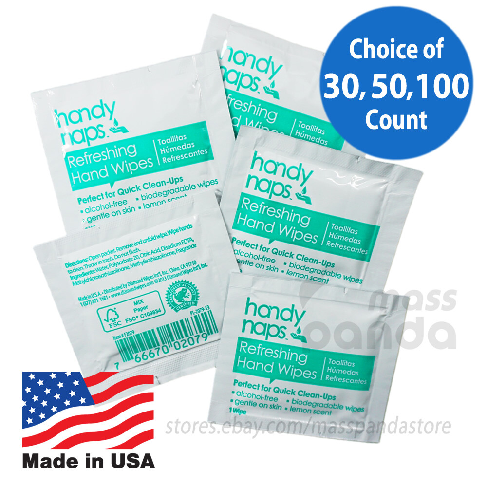 HandyNaps Refreshing Hand Wipes/Moist Towelettes/Wet Naps, Individually Wrapped