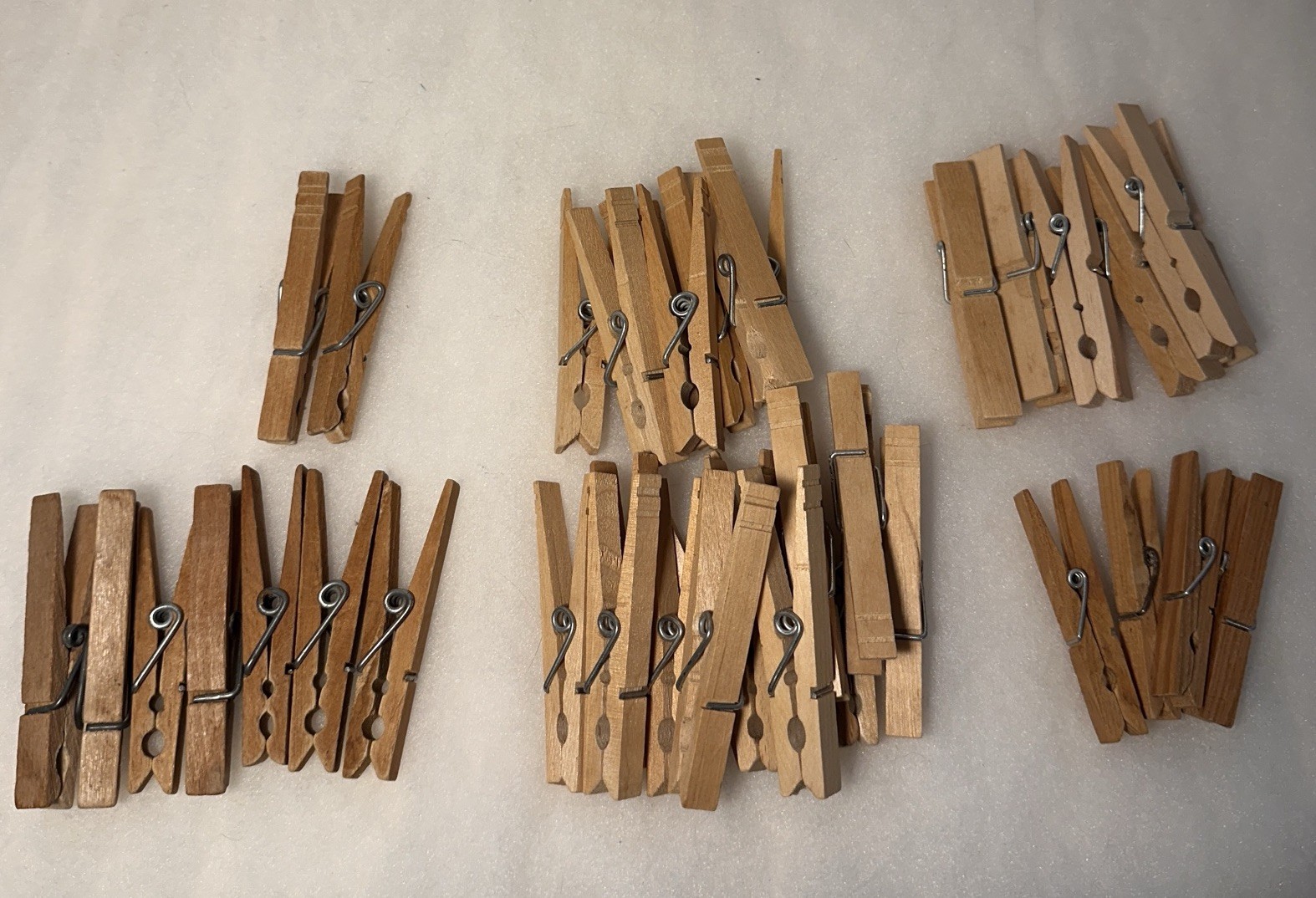 50 Clothes Pin Lot Vintage Round Top and Wire Spring Mixed Patina 2.75” – 4”