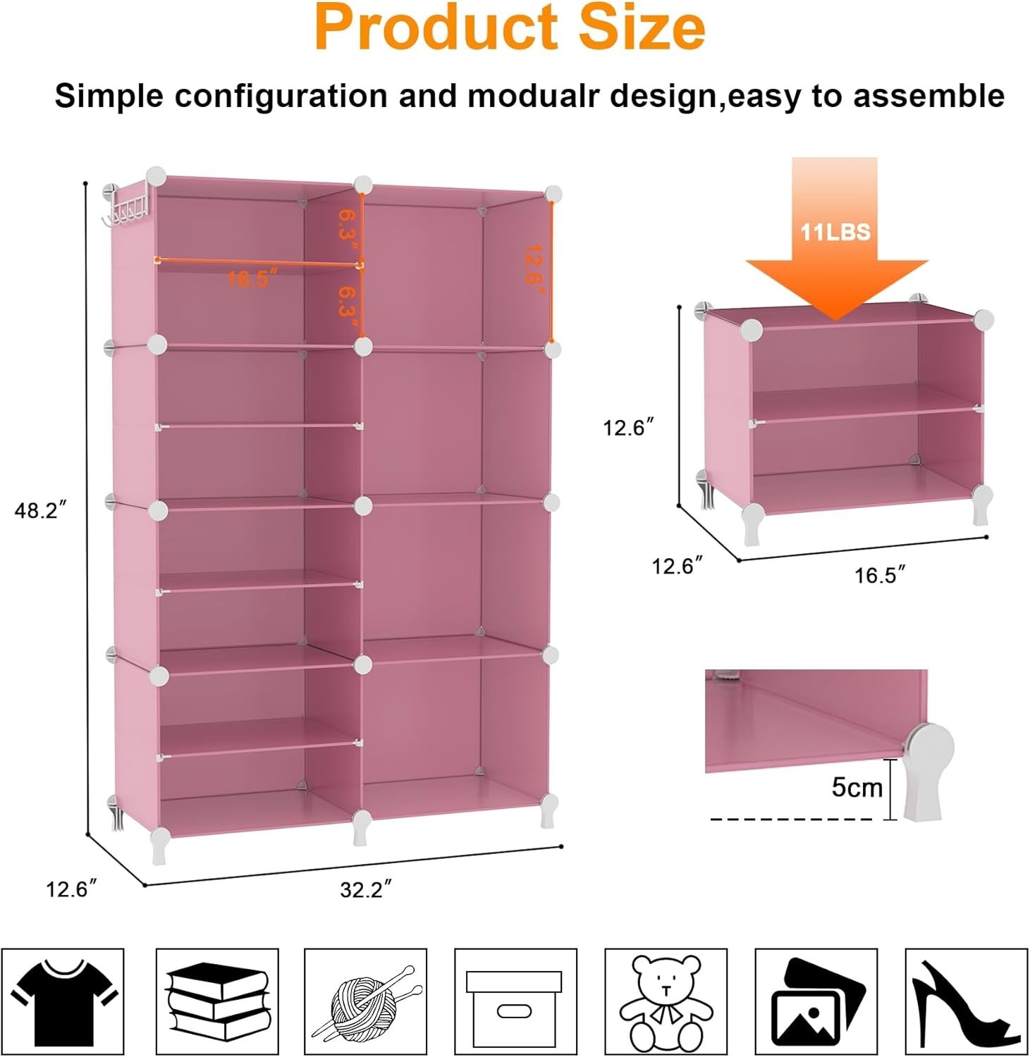 Modular 8-Cube Storage Organizer | Stackable & Lightweight for Modern Living