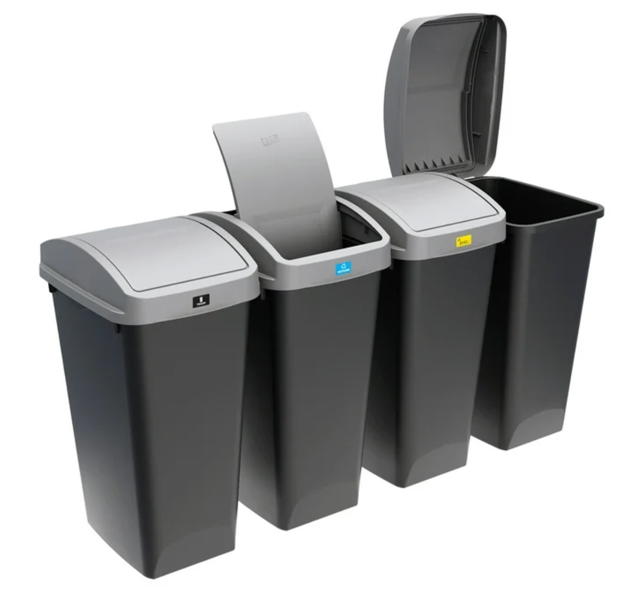 12 Gallon Kitchen Trash Can Swing Top Lid Plastic Garbage Bin Gray