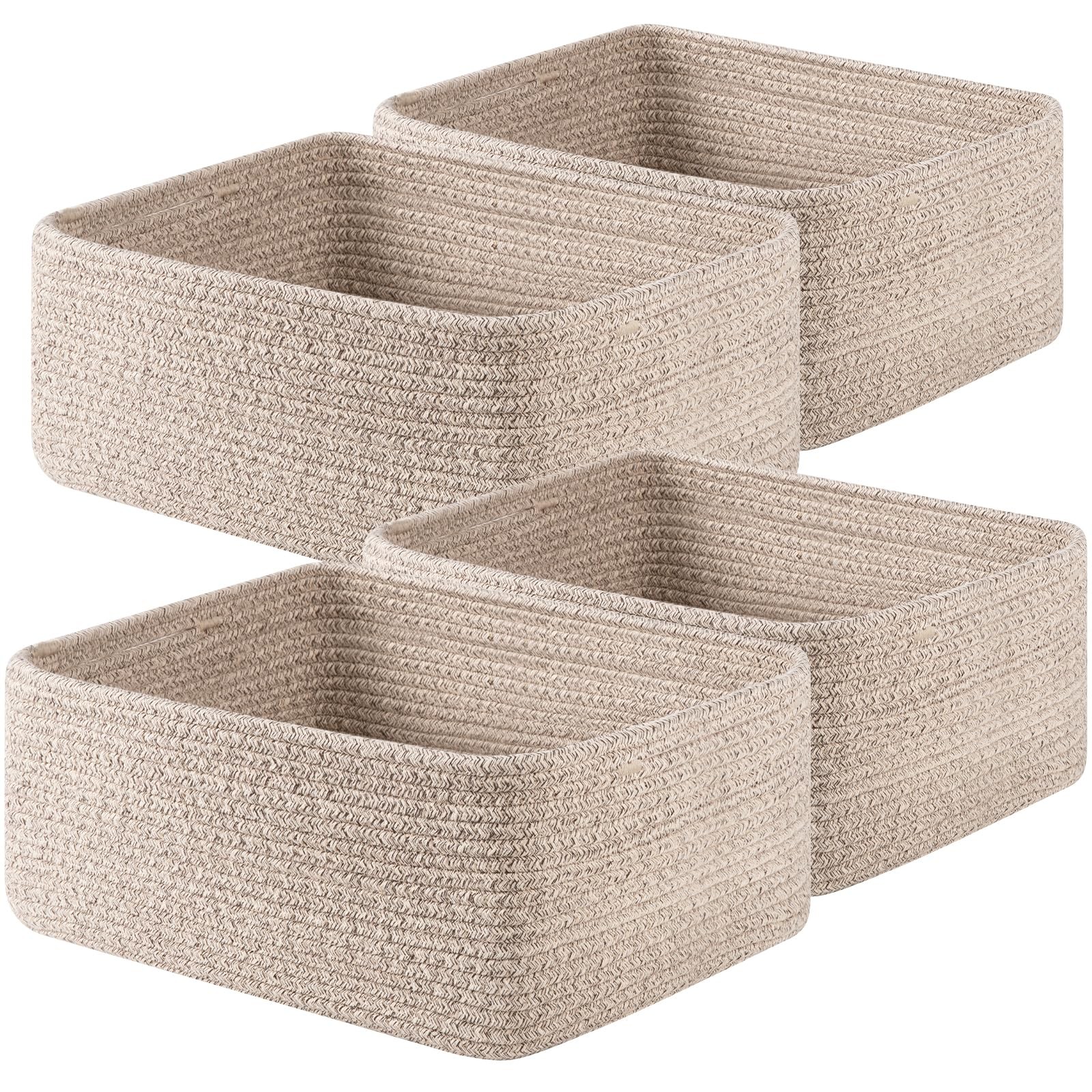 4 Pack 14.17 * 11.02 * 6.3IN Storage Baskets for Organizing Shelves, Woven Ro…