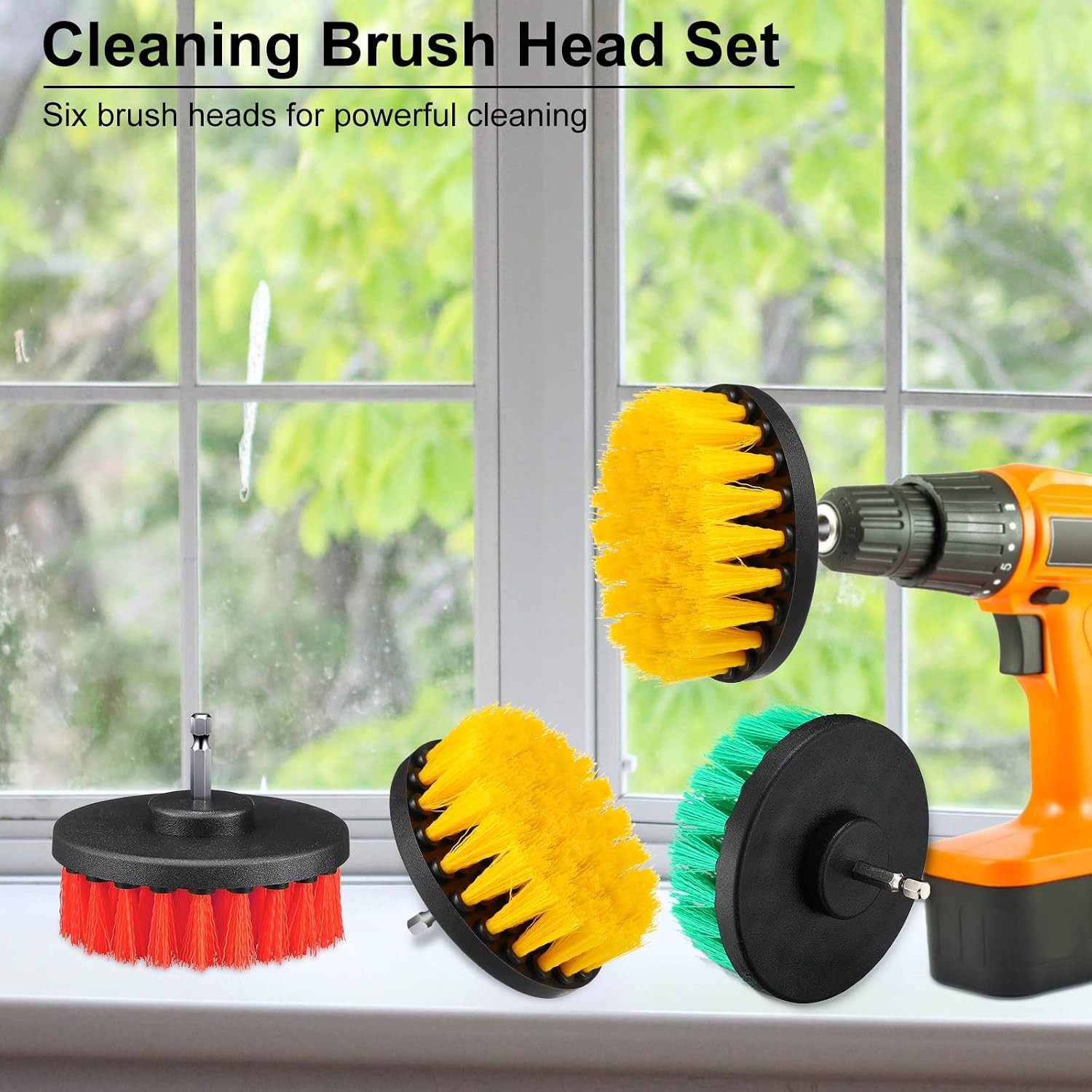 6 Pcs Drill Brush Attachment Power Scrubber Cleaning Kit Multi Purpose Drill