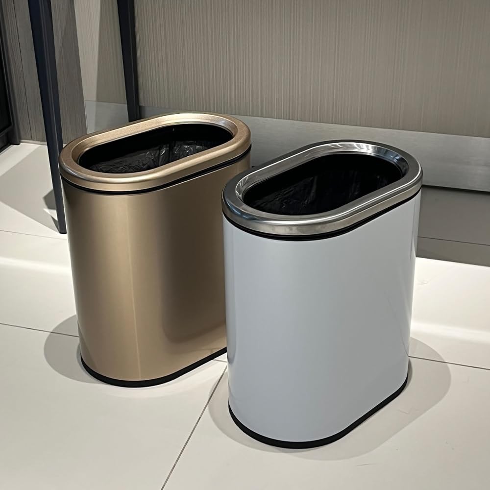 9L/2.4GALSlim Bathroom Trash Can, 12 * 7.75 * 13.67 inches, Stainless Steel w…
