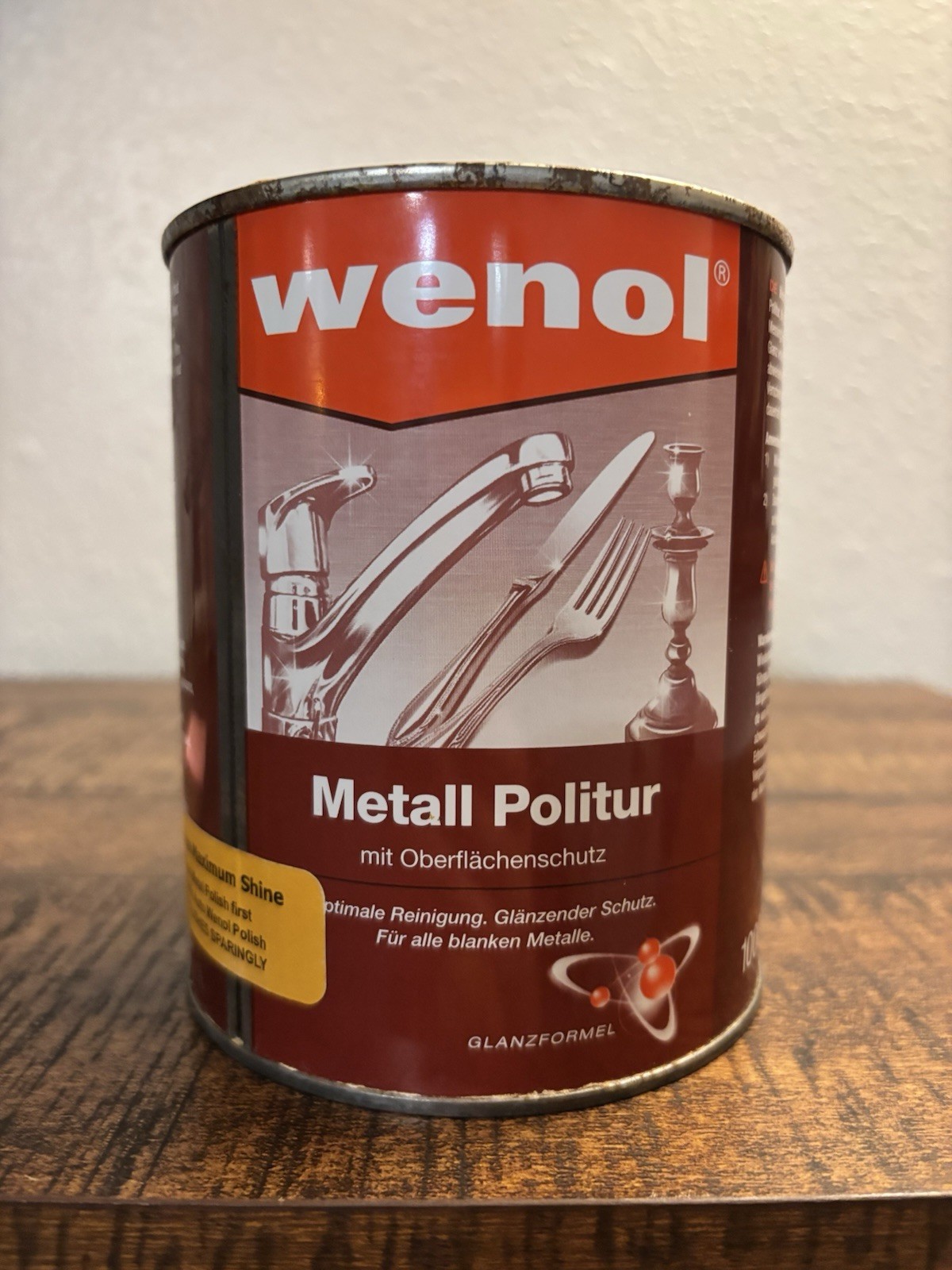 Wenol Metal Polish Gloss Formula Can – 1000ml- Never Opened-Vintage Tin 2000’s