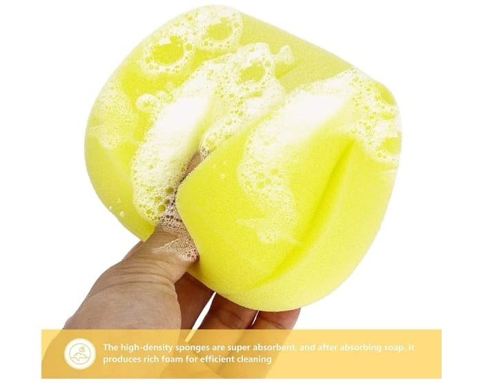 Yellow Ergonomic Cleaning Sponge, Absorbent Scrubbing, 105 Washes 8.7×4.3×2″