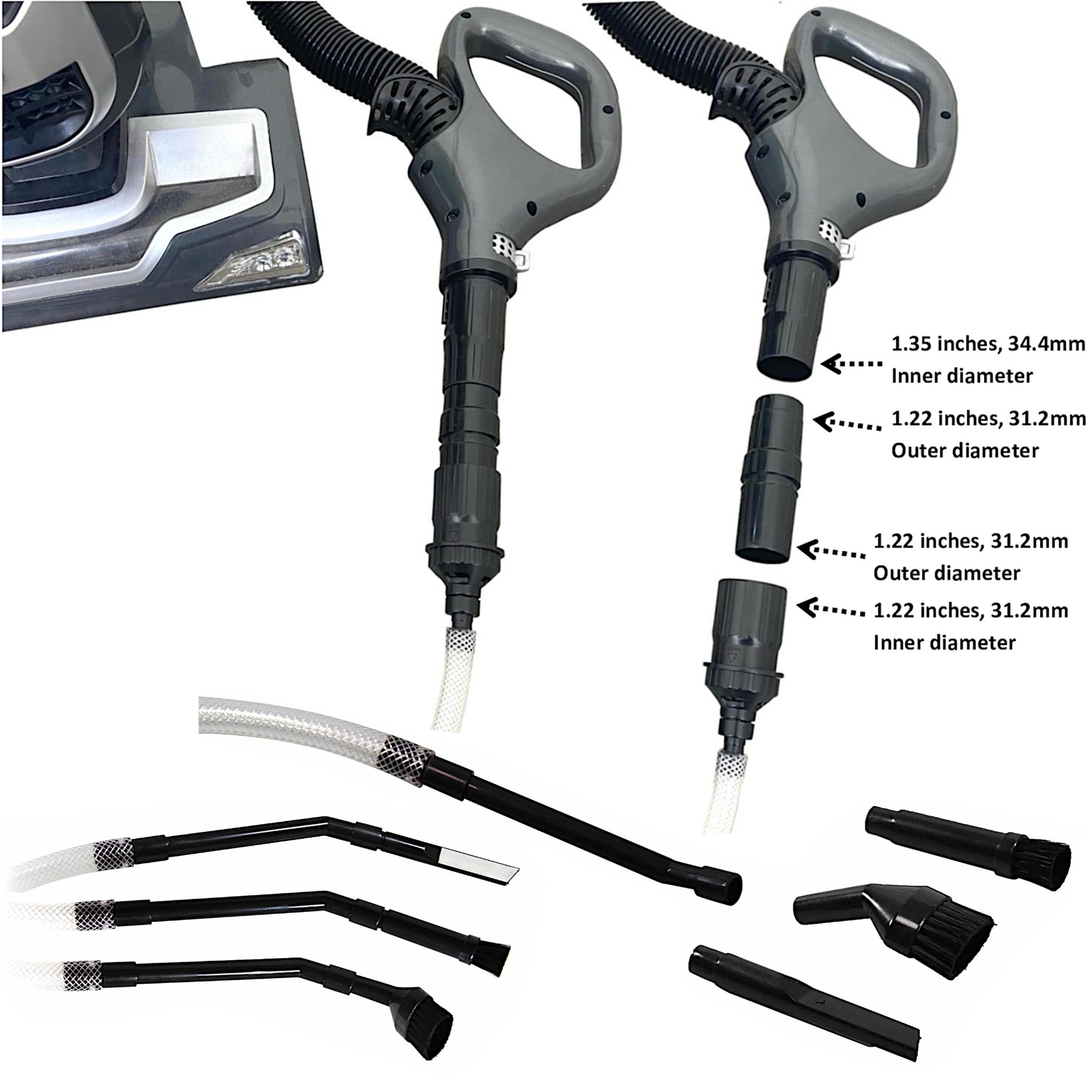 MaximalPower 8PC Mini Vacuum Attachment Tool Kit for Bissell Miele Shark w/ bag