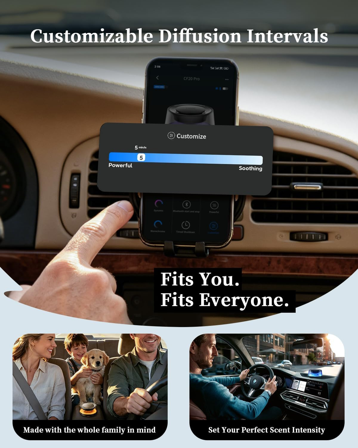 Smart Car Air Fresheners Diffuser, the First App Control Car Freshener, Solar &