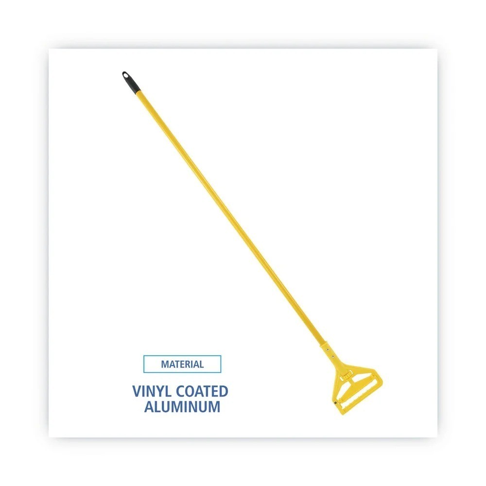 60 inch Quick Change Side-Latch Plastic Mop Head with Aluminum Handle Yellow