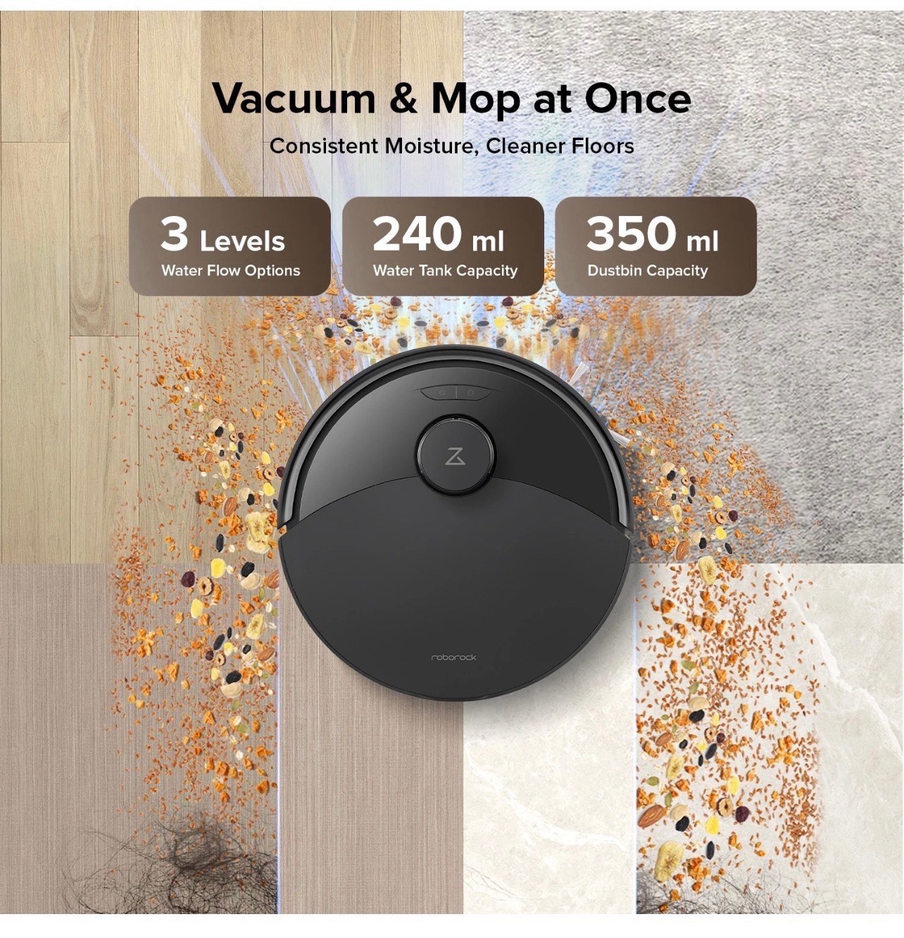 Roborock QV 355 Qrevo Robot Vacuum and Cleaner, Empty Wash/fill Dock