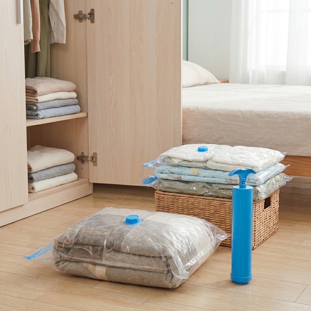 3 Size Vacuum Storage Bags Compression Bags with Hand Pump for Clothes Bedding